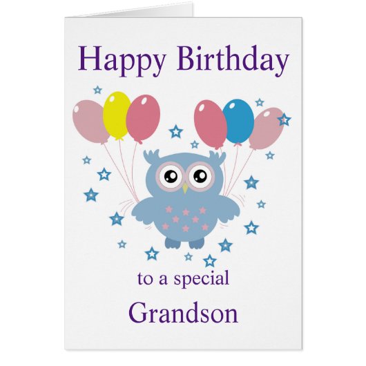 Carte d'anniversaire de hibou pour grands-parents (Devant)