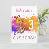 Carte d'anniversaire de hippocampe mignon (Debout devant)