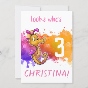 Carte d'anniversaire de hippocampe mignon