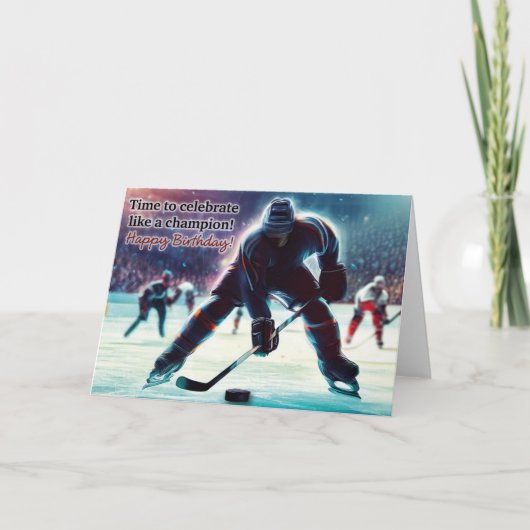 Carte d'anniversaire de hockey sur glace (Devant)