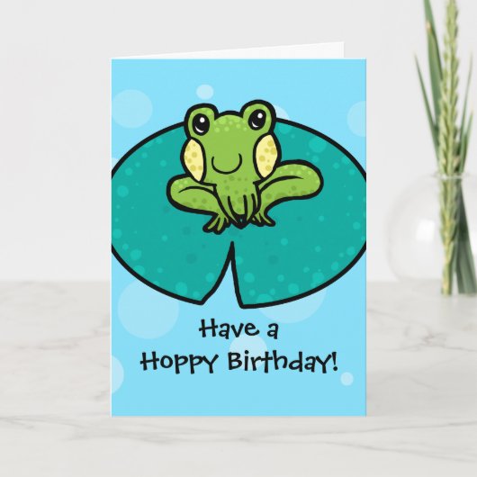 Carte d'anniversaire de houblon de grenouille (Devant)