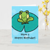 Carte d'anniversaire de houblon de grenouille (Fleur jaune)