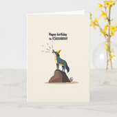 Carte d'anniversaire de hurlement joyeux de chiot (Fleur jaune)