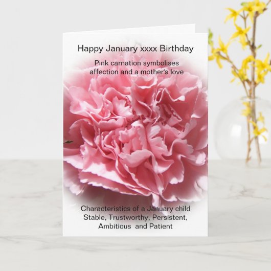 Carte d'anniversaire de janvier (Fleur jaune)