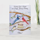 Carte d'anniversaire de janvier pour les oiseaux d (Devant)