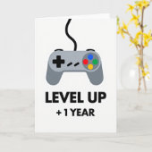 Carte d'anniversaire de jeu vidéo Level Up (Fleur jaune)