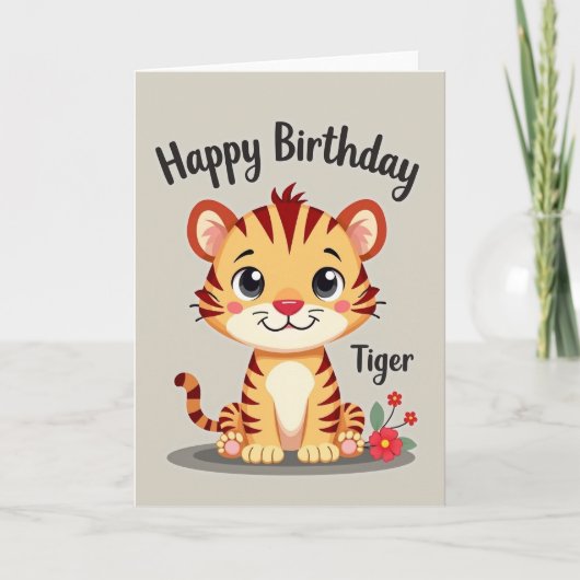 Carte d'anniversaire de jeune chat rayé (Devant)