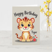 Carte d'anniversaire de jeune chat rayé (Fleur jaune)
