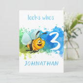 Carte d'anniversaire de jolie abeille (Debout devant)