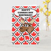 Carte d'anniversaire de jour du Canada, orignal, (Fleur jaune)