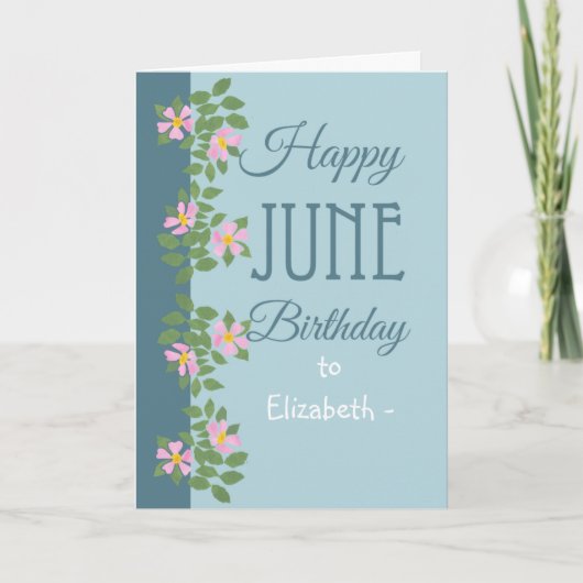 Carte d'anniversaire de juin pour personnaliser le (Devant)