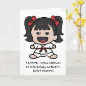 Carte d'Anniversaire de karaté pour filles (Fleur jaune)