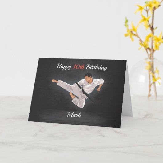 Carte d'anniversaire de Karaté/Tae Kwon Do personn (Fleur jaune)