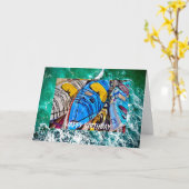 Carte d'anniversaire de Kayaks, carte de voeux pli (Fleur jaune)