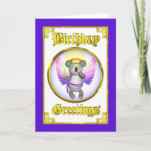 Carte d'anniversaire de koala d'ange (Devant)