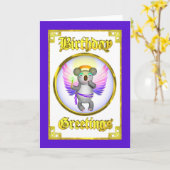 Carte d'anniversaire de koala d'ange (Fleur jaune)