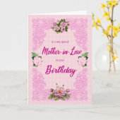 Carte d'anniversaire de la belle-mère avec roses r (Fleur jaune)