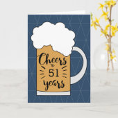 Carte d'anniversaire de la bière bleue à 51 ans (Fleur jaune)
