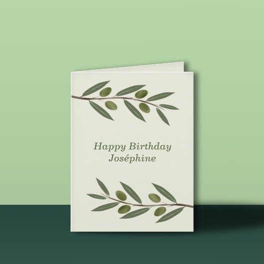 Carte d'anniversaire de la Branche d'olive aquarel