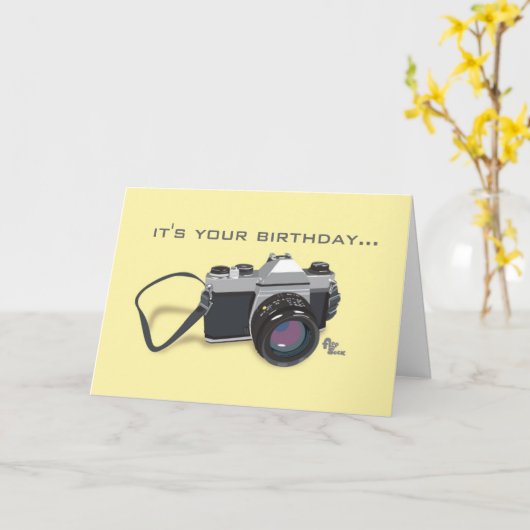 Carte d'anniversaire de la caméra (Fleur jaune)