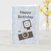 Carte d'anniversaire de la caméra Vintage (Fleur jaune)