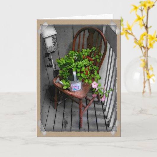 Carte d'anniversaire de la chaise de pays (Fleur jaune)