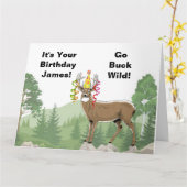 Carte d'anniversaire de la chasse aux cerfs (Fleur jaune)