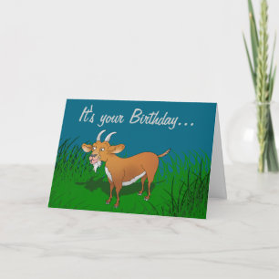 Carte d'anniversaire de la chèvre brune