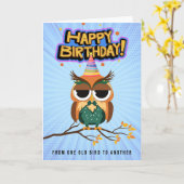 Carte d'anniversaire de la Chouette colorée (Fleur jaune)