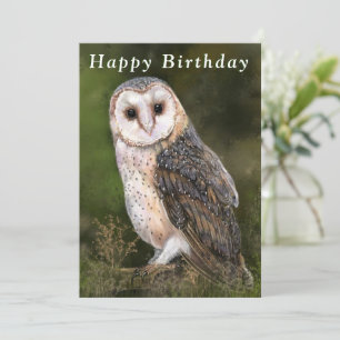 Carte d'anniversaire de la chouette effraie occide