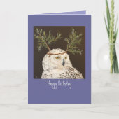 carte d'anniversaire de la Chouette enneigée (Devant)