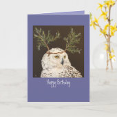 carte d'anniversaire de la Chouette enneigée (Fleur jaune)