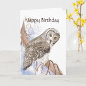 Carte d'anniversaire de la Chouette mignonne (Fleur jaune)