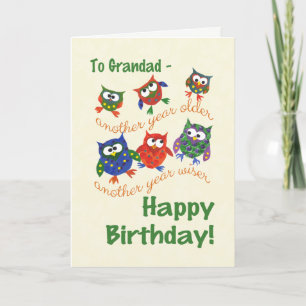 Carte d'anniversaire de la chouette pour un grand-