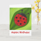 Carte d'anniversaire de la coccinelle rouge gras (Fleur jaune)