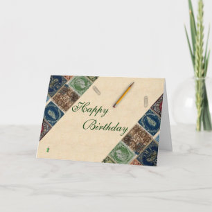 Carte d'anniversaire de la collection de timbres