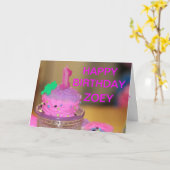 Carte d'anniversaire de la Coupe rose pour un enfa (Fleur jaune)