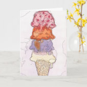 Carte d'anniversaire de la Crème de glace Cone (Fleur jaune)
