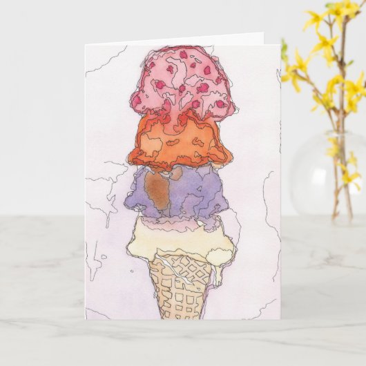 Carte d'anniversaire de la Crème de glace Cone (Fleur jaune)