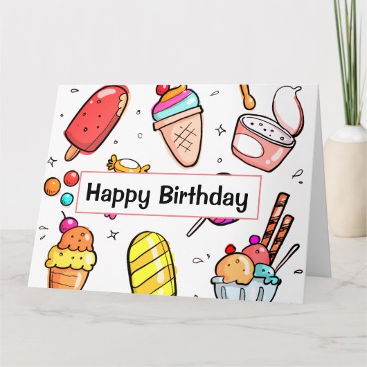 Carte d'anniversaire de la crème glacée (Devant)