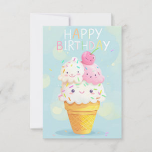Carte d'anniversaire de la crème glacée caricatura