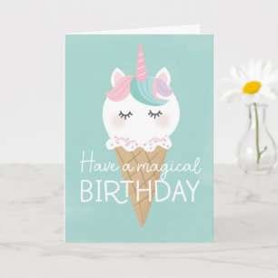 Carte d'anniversaire de la crème glacée Unicorne