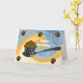 Carte d'anniversaire de la cuillère d'argent Cupca (Fleur jaune)