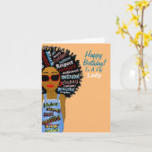 Carte d'anniversaire de la Dame de vol afro-améric (Fleur jaune)