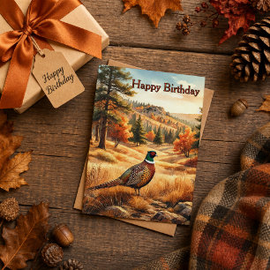 Carte d'anniversaire de la faune de faisan d'autom