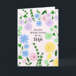 Carte d'anniversaire de la femme<br><div class="desc">Pretty birthday card for Wife that is customizable with your personalized message and/or name.</div>