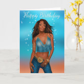 Carte d'anniversaire de la femme africaine américa (Fleur jaune)