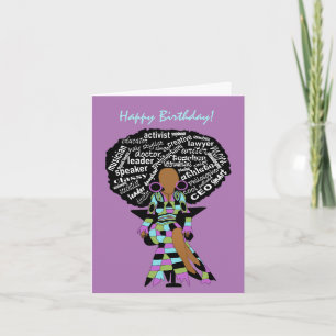 Carte d'anniversaire de la femme africaine américa