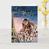 Carte d'anniversaire de la femme afro-américaine (Fleur jaune)