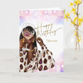 Carte d'anniversaire de la femme afro-américaine (Fleur jaune)